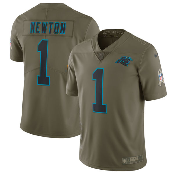 Youth Carolina Panthers #1 Newton Nike Olive Salute To Service Limited NFL Jerseys